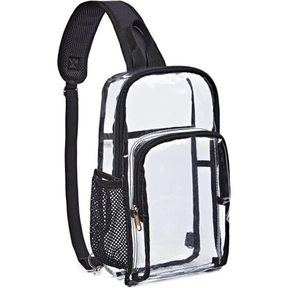 Clear Sling Bag, Clear Bag Stadium Approved, Large Capacity Shoulder Backpack